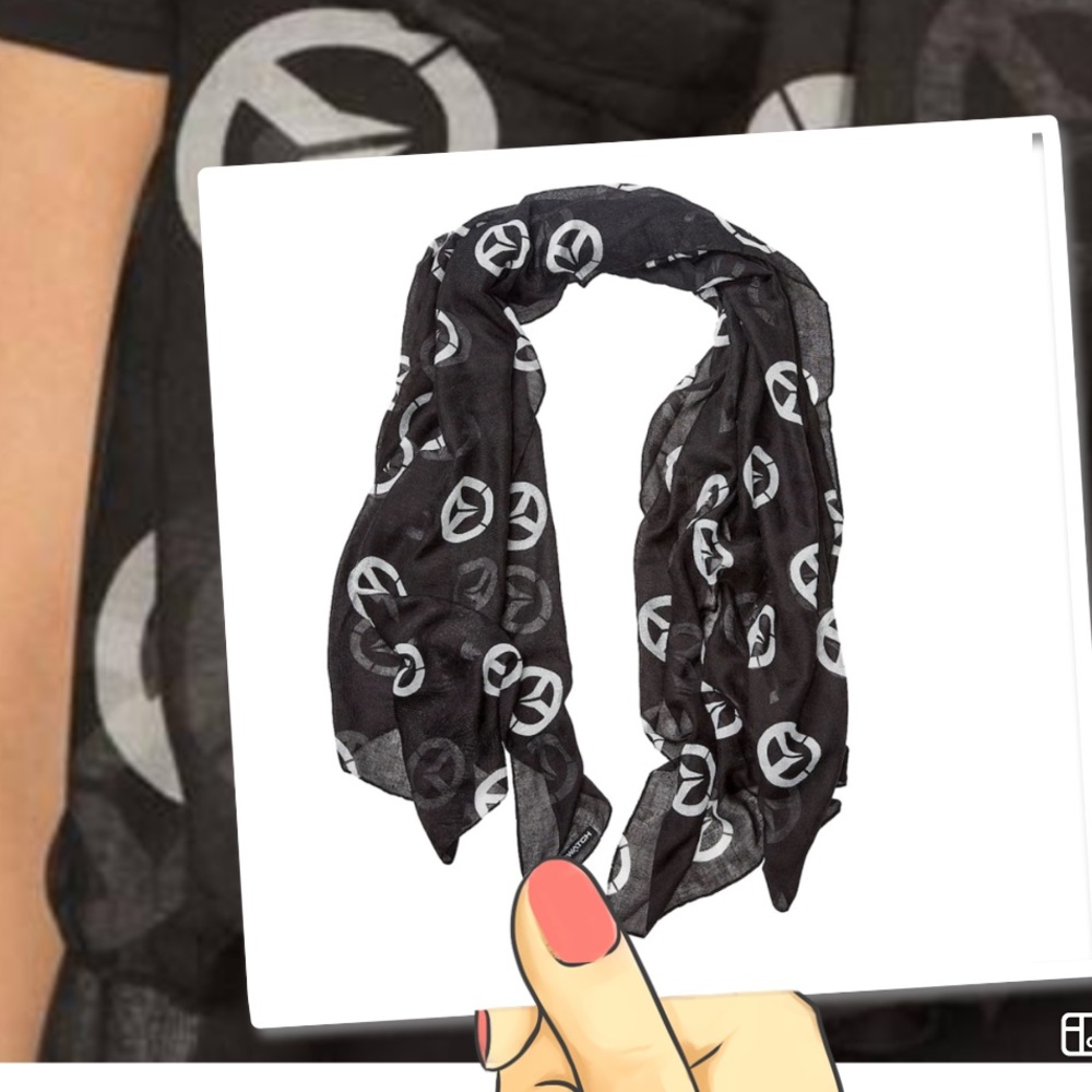 Overwatch Black Scarf peace print